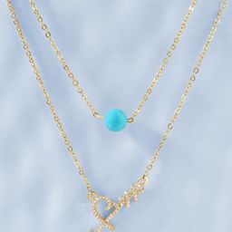 MINUTIAE Women Blue Brass Gold-Plated Layered Necklace-23