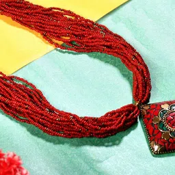 Bamboo Tree Jewels Long Beaded Statement Necklace-41