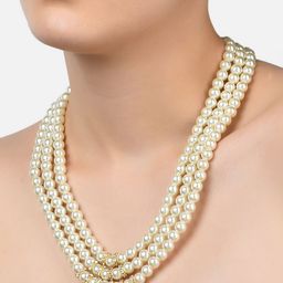 Zaveri Pearls White Gold-Plated Pearls Layered Necklace-13