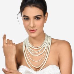 Zaveri Pearls White Gold-Plated Pearls Layered Necklace-30