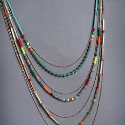VOGUE PANASH Gold-Toned & Green Brass Gold-Plated Layered Necklace-60
