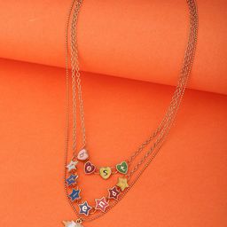 Carlton London Girls Multicoloured Gold-Plated Layered Necklace-12