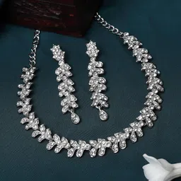 ZENEME Silver-Plated Cubic Zirconia Jewellery Set-50