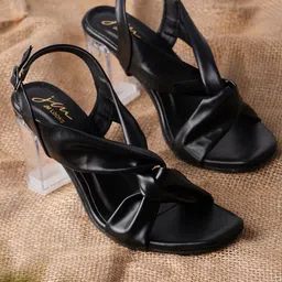 JM Looks Twisted Block Heels With Buckle Closure-0