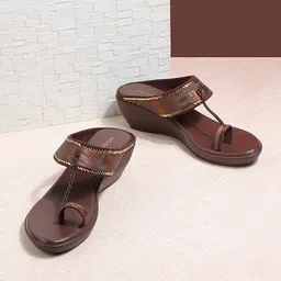 Mochi Printed Ethnic Embellished One Toe Wedges-7
