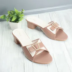 ICONICS Bow Detail Open Toe Block Heels-42