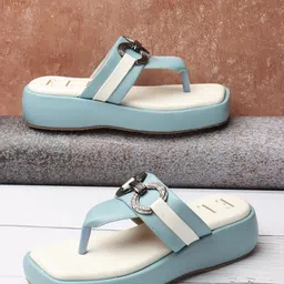 ELLE Colourblocked Embellished Open Toe FlatForm Heels-1