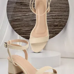 ICONICS Open Toe Block Heels With Ankle Loop-9