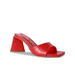 London Rag Red Textured Party Block Heels-30