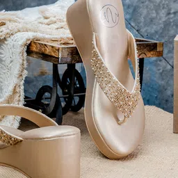 NR By Nidhi Rathi Embellished Open Toe Wedge Heels-picture-4