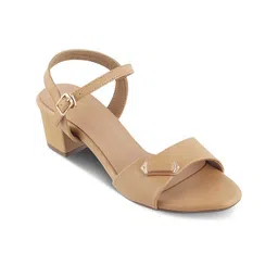 Tresmode MAUI Embellished Open Toe Block Heels With Buckles-28