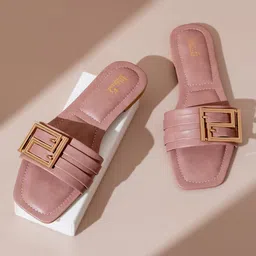 Inc 5 Buckles Detail Open Toe Flats-10