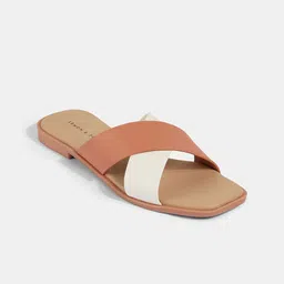 LEMON & PEPPER Colourblocked Cross Strap Open Toe Flats-5