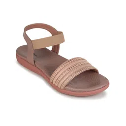 Shezone Textured Open Toe Flats With Backstrap image 2