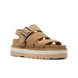 Clarks Leather Flatform Heels with Buckles-15