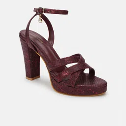 Marc Loire Textured Open Toe Platform Heels-image-3