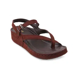 Mochi Brown Suede Comfort Sandals-39