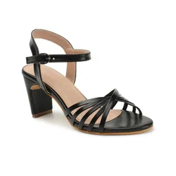 ICONICS Strappy Open Toe Block Heels With Buckle Closure image 2