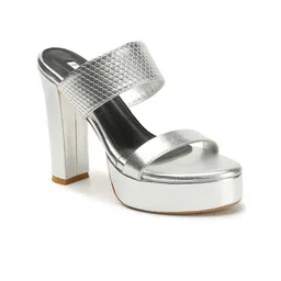 ELLE Textured Open Toe Block Heels image 4
