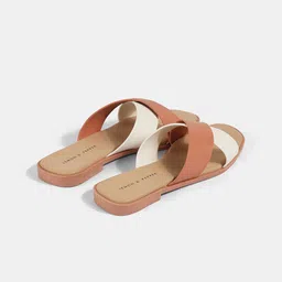 LEMON & PEPPER Colourblocked Cross Strap Open Toe Flats image 5
