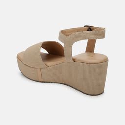 marc loire Marc LoireTextured Open Toe Wedges With Buckle Closure image 3
