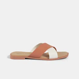 LEMON & PEPPER Colourblocked Cross Strap Open Toe Flats image 4