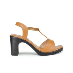 Shezone Camel Brown Block Heels image 2