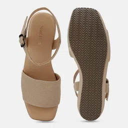 marc loire Marc LoireTextured Open Toe Wedges With Buckle Closure image 4