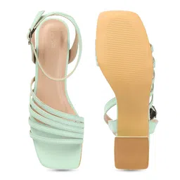 ICONICS Strappy Open Toe Block Heels With Ankle Loop image 2