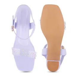 Try Me Embellished Open Toe Block Heels with Buckles image 2