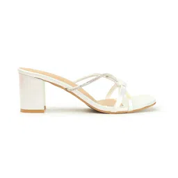 ICONICS Embellished Open Toe Block Heels image 4