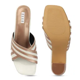 ELLE Striped Open Toe Block Heels image 4