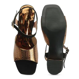 ICONICS Textured Open Toe Block Heels image 4