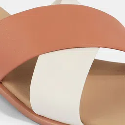 LEMON & PEPPER Colourblocked Cross Strap Open Toe Flats image 3
