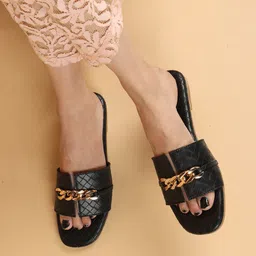 XE Looks Women Textured Embellished Open Toe Flats-18