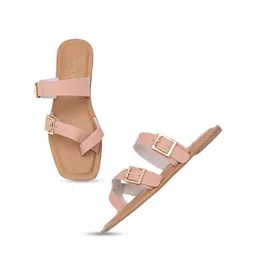 Zebba Open Toe Flats with Buckles image 5