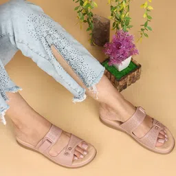 XE Looks Perforated Open Toe Flats-37