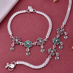 Silvermerc Designs Silver-Plated Stone-Studded Anklets-image-42