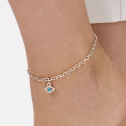 MINUTIAE Women Silver Toned & Blue Charm Anklet-image-126