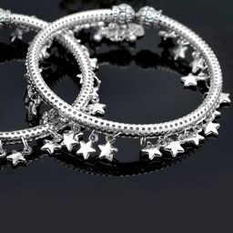 Silvermerc Designs Women Silver Star Charm Plated Kada Anklet-image-38