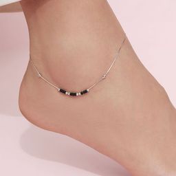 Zavya Rhodium-Plated 925 Sterling Silver Artificial Beads Anklet-image-7