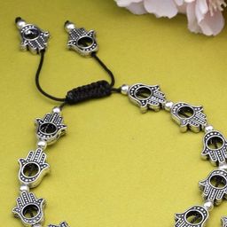 Sanjog Silver Plated Artificial Beads German Silver Single Anklet-0