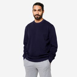domyos Men's Warm Brushed Fleece Sweatshirt - Blue/Black-picture-3