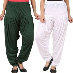 Solid Cotton Viscose Blend Women Harem Pants-image-69