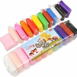 12 colour Art and Craft Air Dry Super Clay with Carving Molding Tools Kit .-16