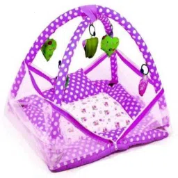 Polyester Infants Washable Baby Bedding Set Play Gym with Mosquito Net and Hanging Toys for Baby Boy's & Baby Girl's (0- 9Months) Mosquito Net-image-36