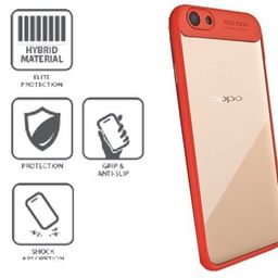 mobbysol keziwu Autofocus Series Silicone Protective Cover Shell Transparent Hard Back with Soft Bumper Cushion Case/Cover for Oppo A37 case/Oppo a37 case - Color:(Red) image 2