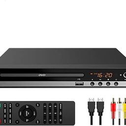 metricsquare DVD Player for TV Home CD Player with Remote 1080P HD Compact Player All Region Free HDMI and RCA Cables USB Input, Support Monitor and Projector, New & Old TVs image 1