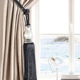 Geo Bead Pandent Curtain Tessel Tieback in Black Color (Set of 2) by Deco Window-picture-40
