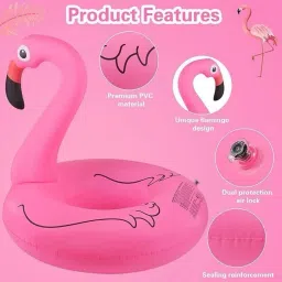 crazyabbs Flamingo Inflatable Pool Floats, Pool Tubes Swimming Ring Pink Pool Float Inflatable Swimming Safety Tube image 3